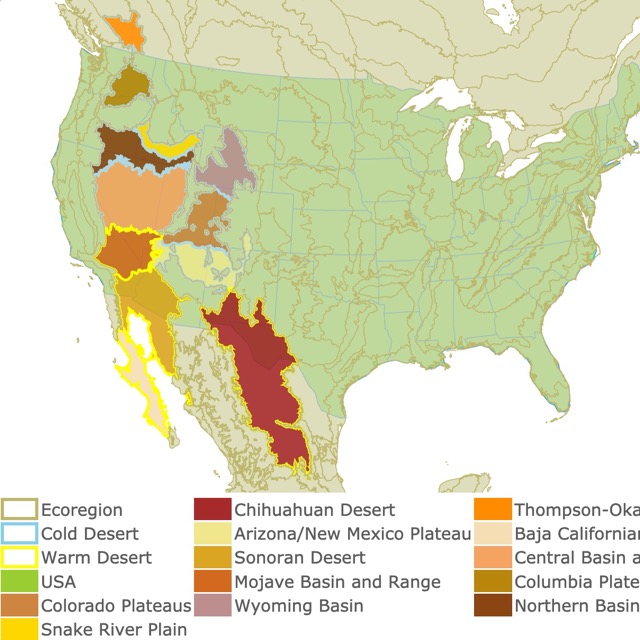 map of US deserts