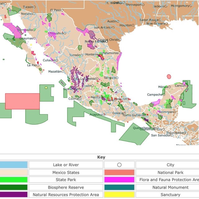 National Parks and Biosphere Reserves of Mexico map