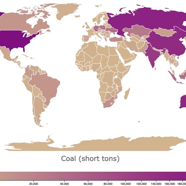 Map of coal deposits Worldwide