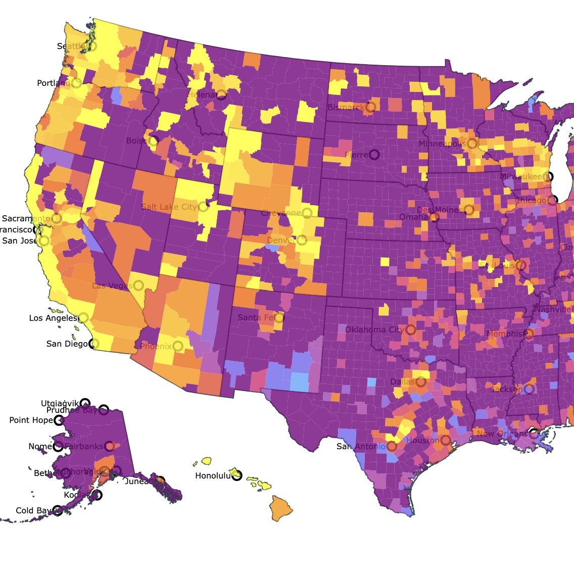 Buy or Rent in the USA Map