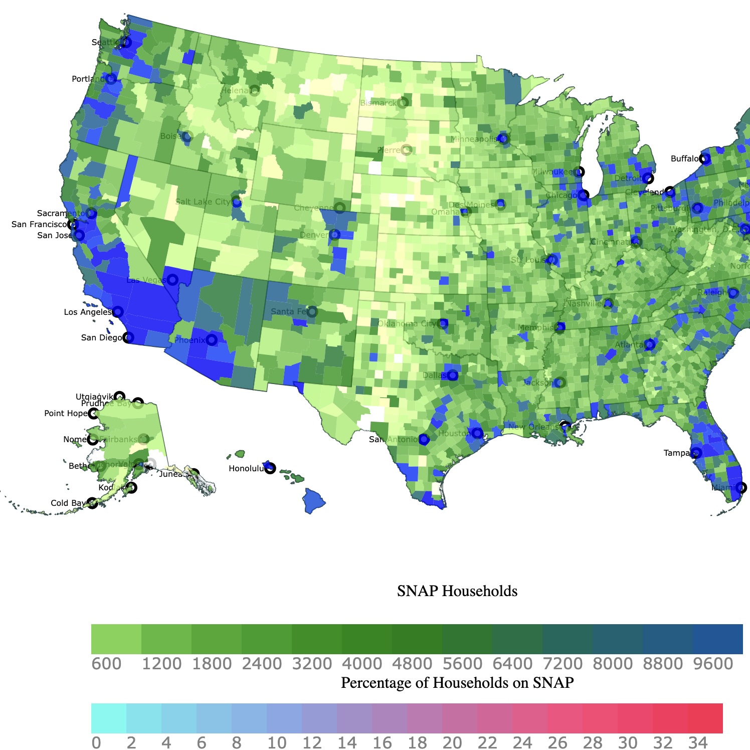 Map of SNAP Households in the USA