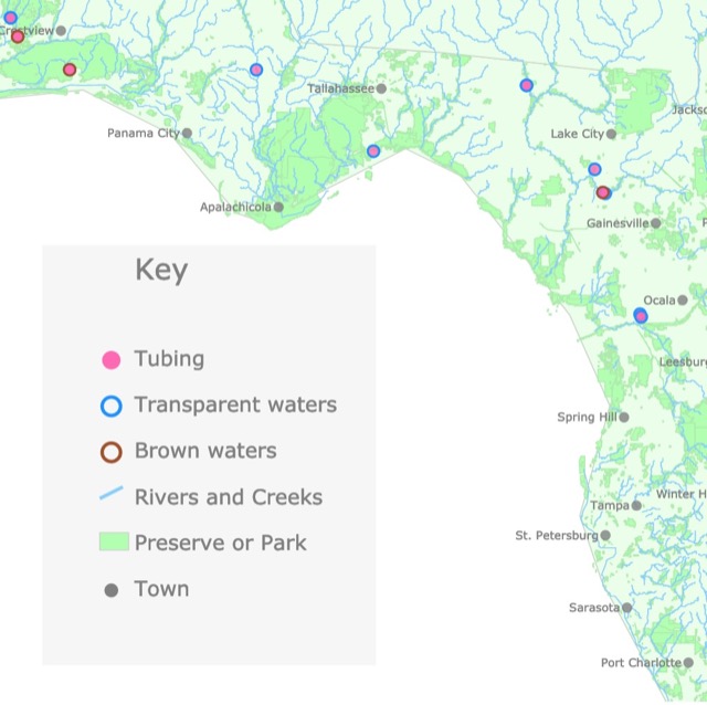 Map of Tubing in Florida